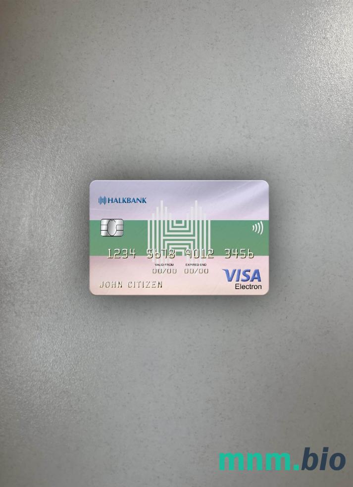 Turkmenistan Halkbank visa karta elektronowa wygląd fotograficzny skan PSD + zdjęcie